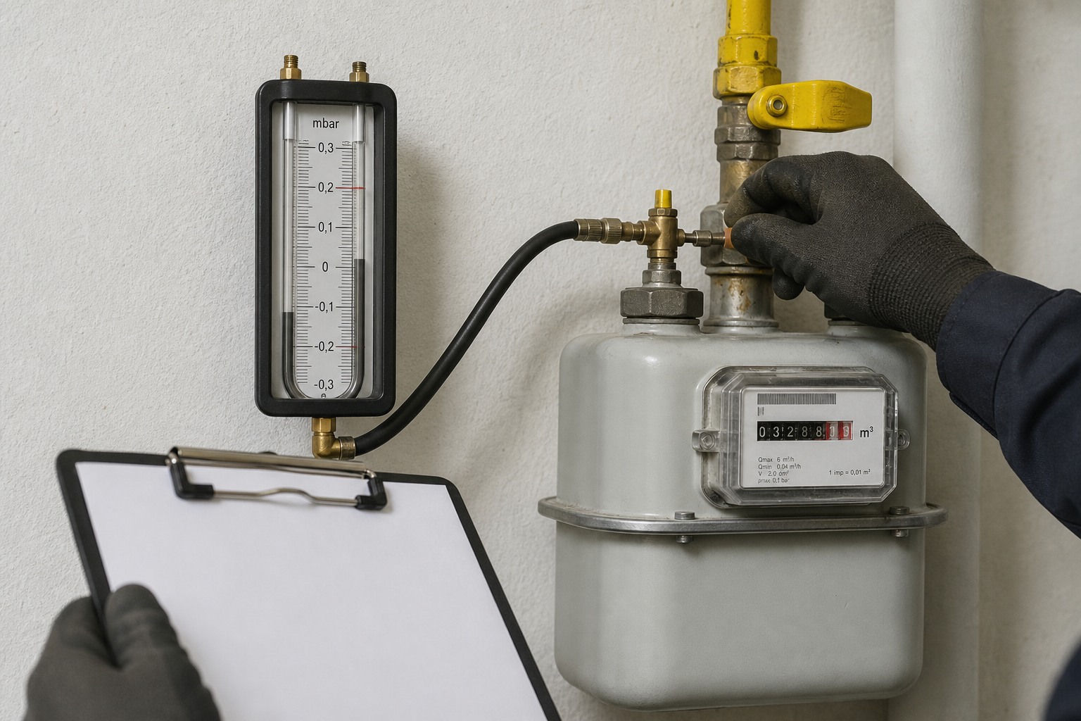 Dichtheitsprüfung und Rohrsanierung am Gaszähler